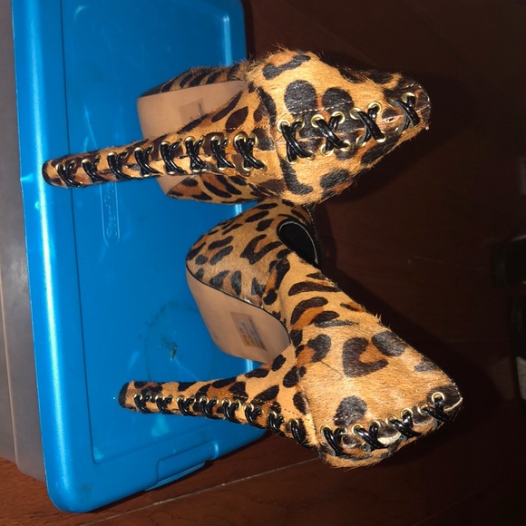 Leopard Pony-Hair Platform Heels Size 8 - Picture 5 of 5